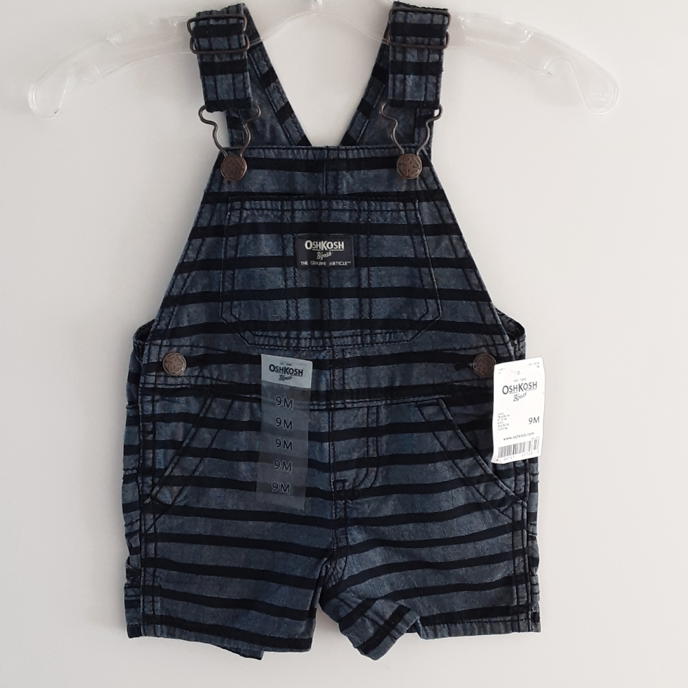 Oshkosh stripe chambray shorts overall jumpsuit 9